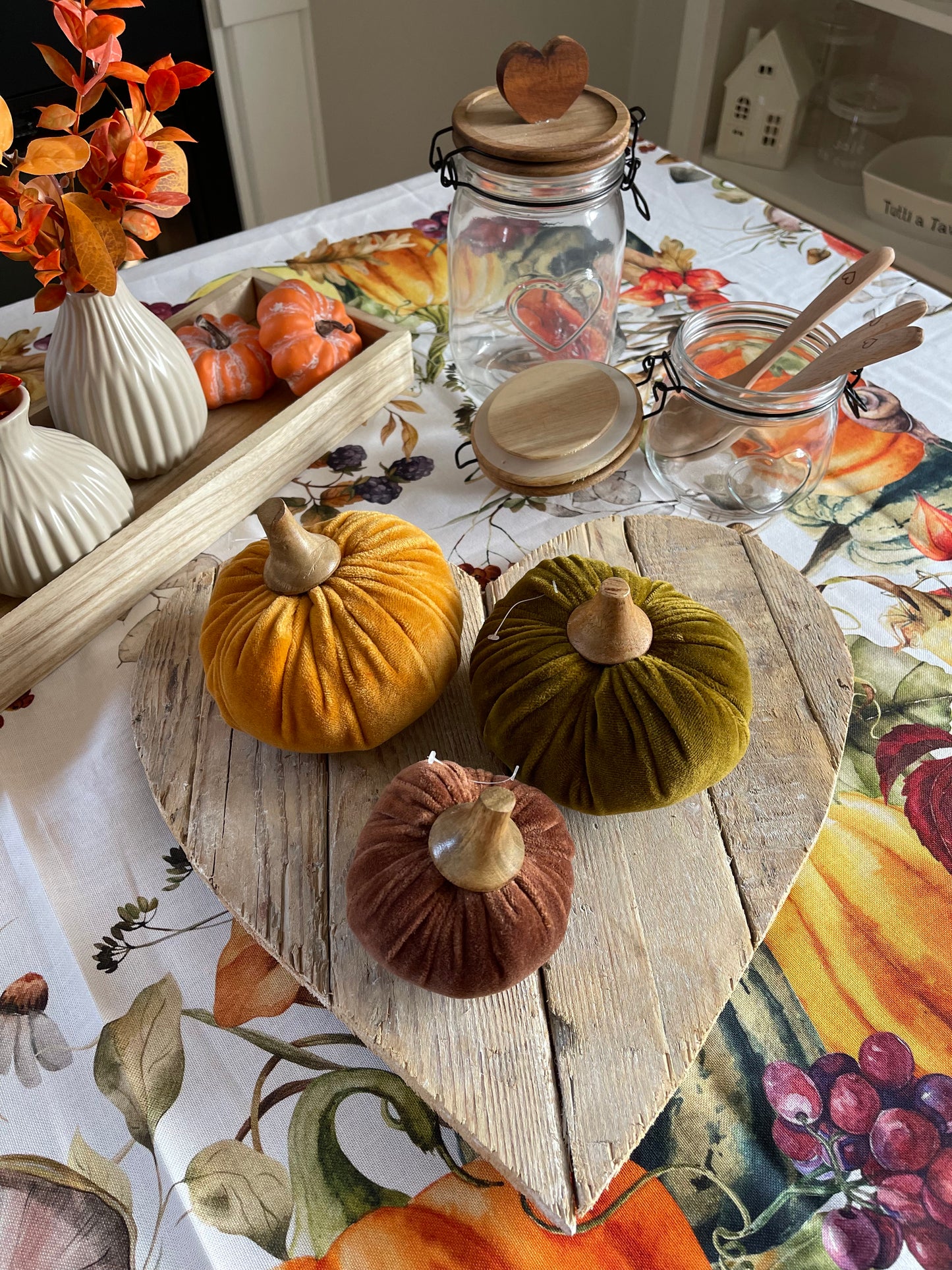 Decorazione ZUCCA VERDE in velluto - 2 misure