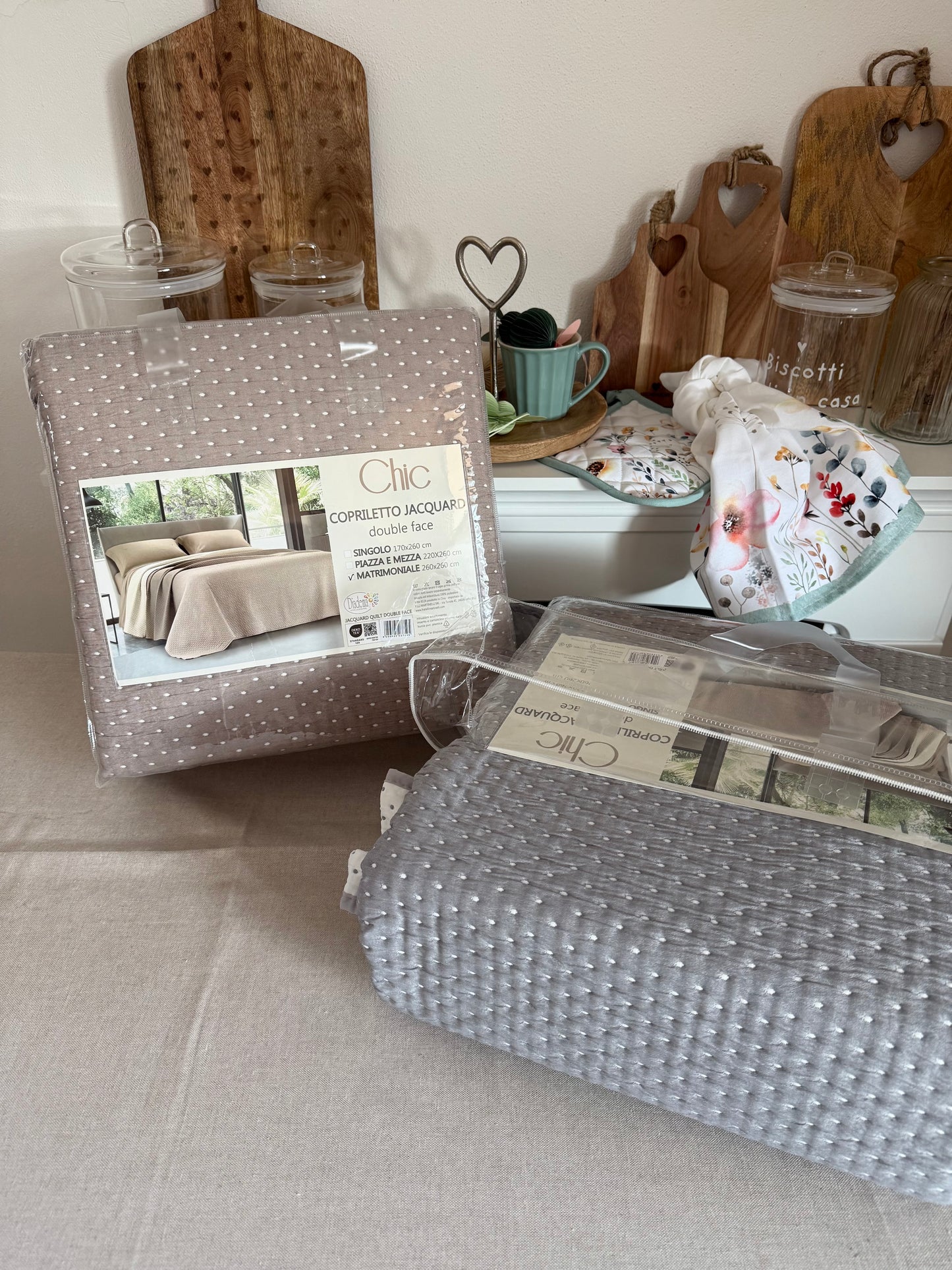 Copriletto matrimoniale CHIC double face - 2 varianti colore