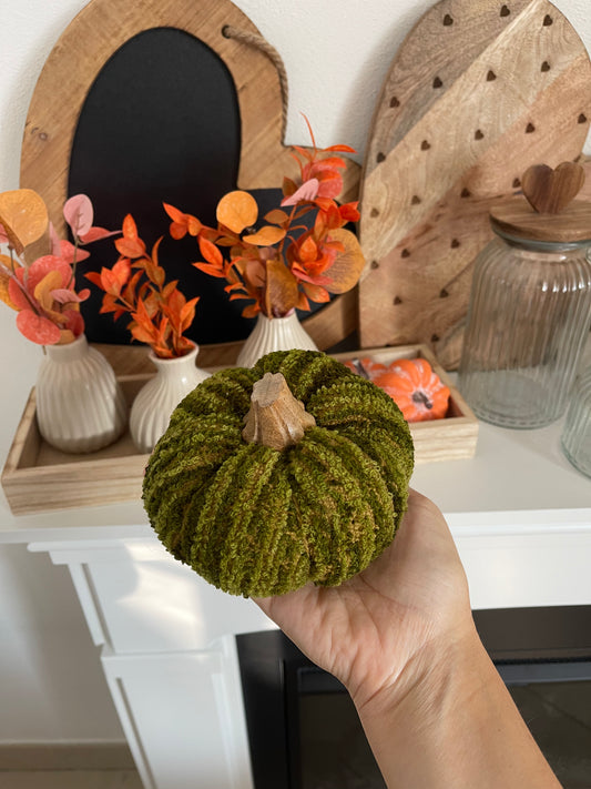 Decorazione ZUCCA VERDE in tessuto bouclè 12X10cm