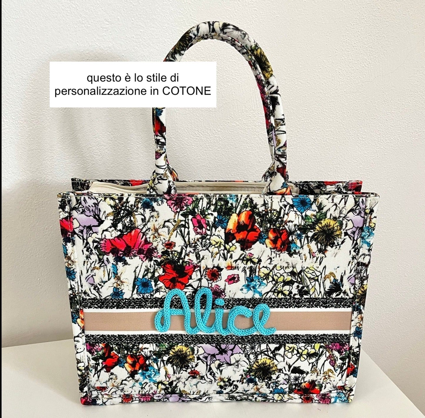 TOTE BAG PINK LILY grande - personalizzabile