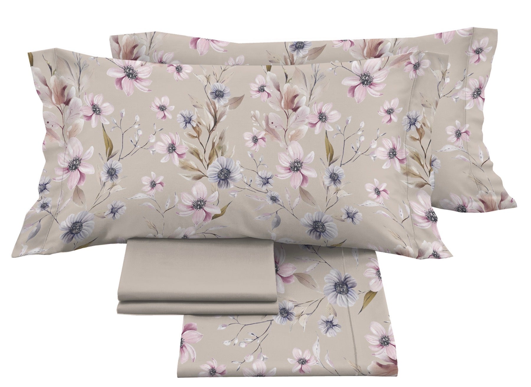 Completo letto matrimoniale in RASO di cotone - ARTEMISIA