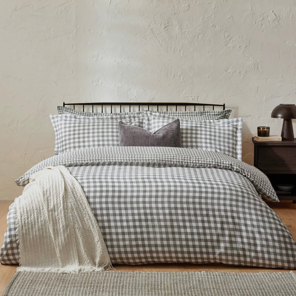 Set Copripiumino matrimoniale VICHY GRIGIO double face