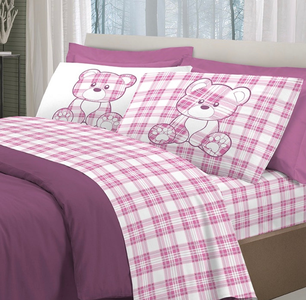 Completo letto TARTAN ORSETTO PRIMAVERA - 4 varianti colore