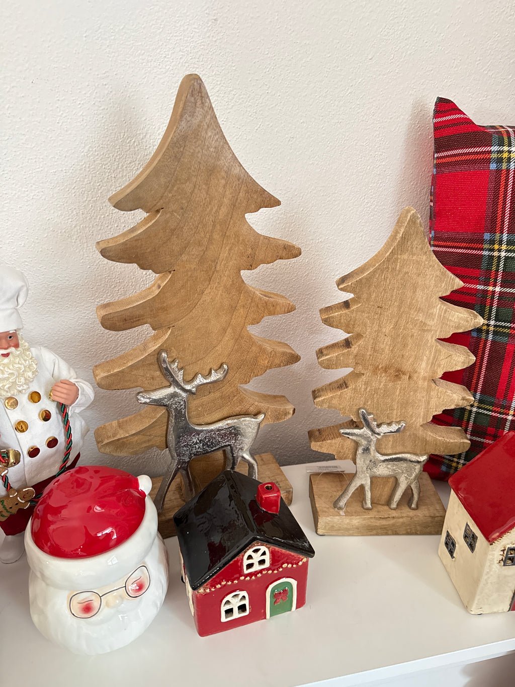 Albero WOOD in legno con renna in acciaio