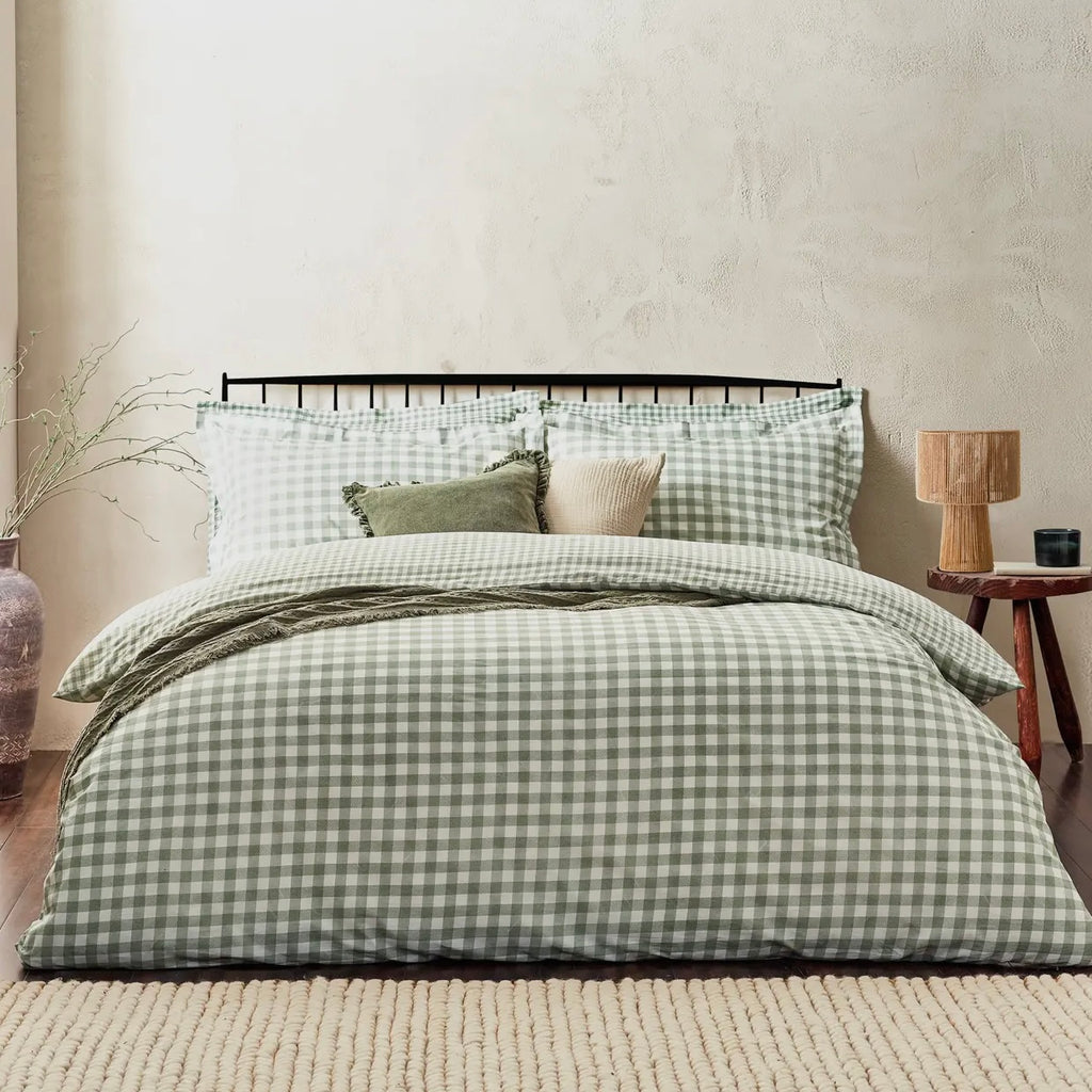 Set Copripiumino matrimoniale VICHY VERDE double face