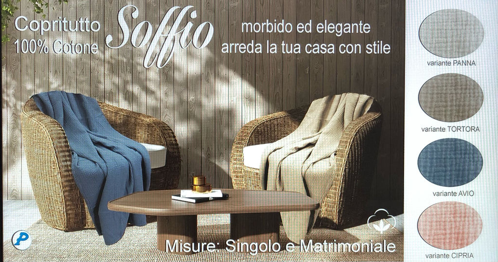 Telo arredo / Copriletto SOFFIO - singolo e/o matrimoniale in 2 colori