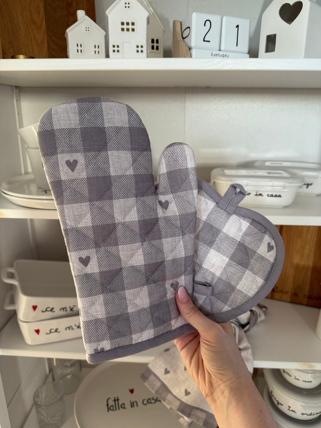 Set Presina e Guantone CUORICINI grigio