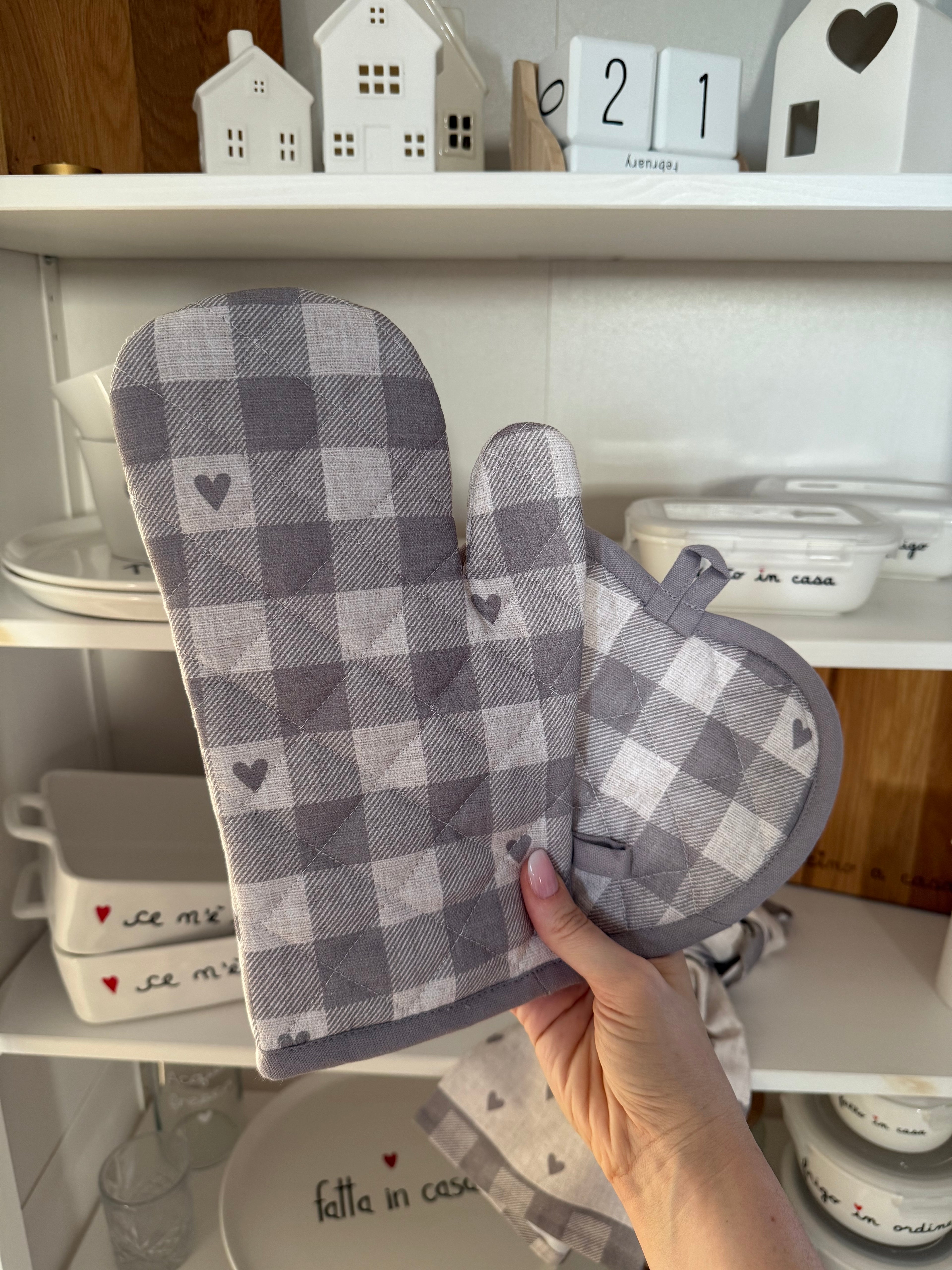 Set Presina e Guantone CUORICINI grigio