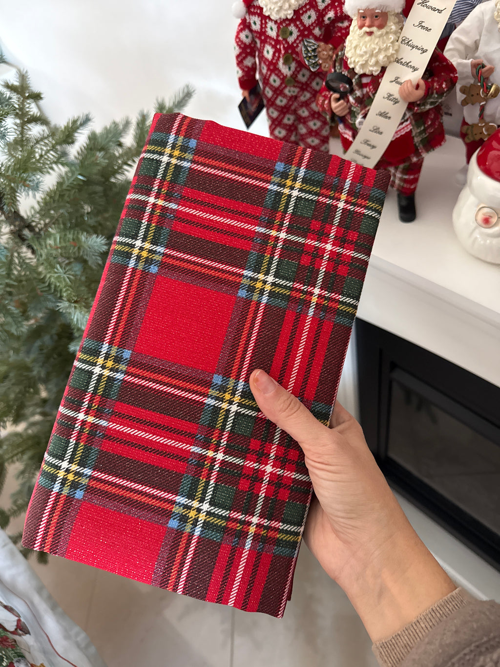 Tovaglia TARTAN con brillantini di lurex oro ✨ 12 persone