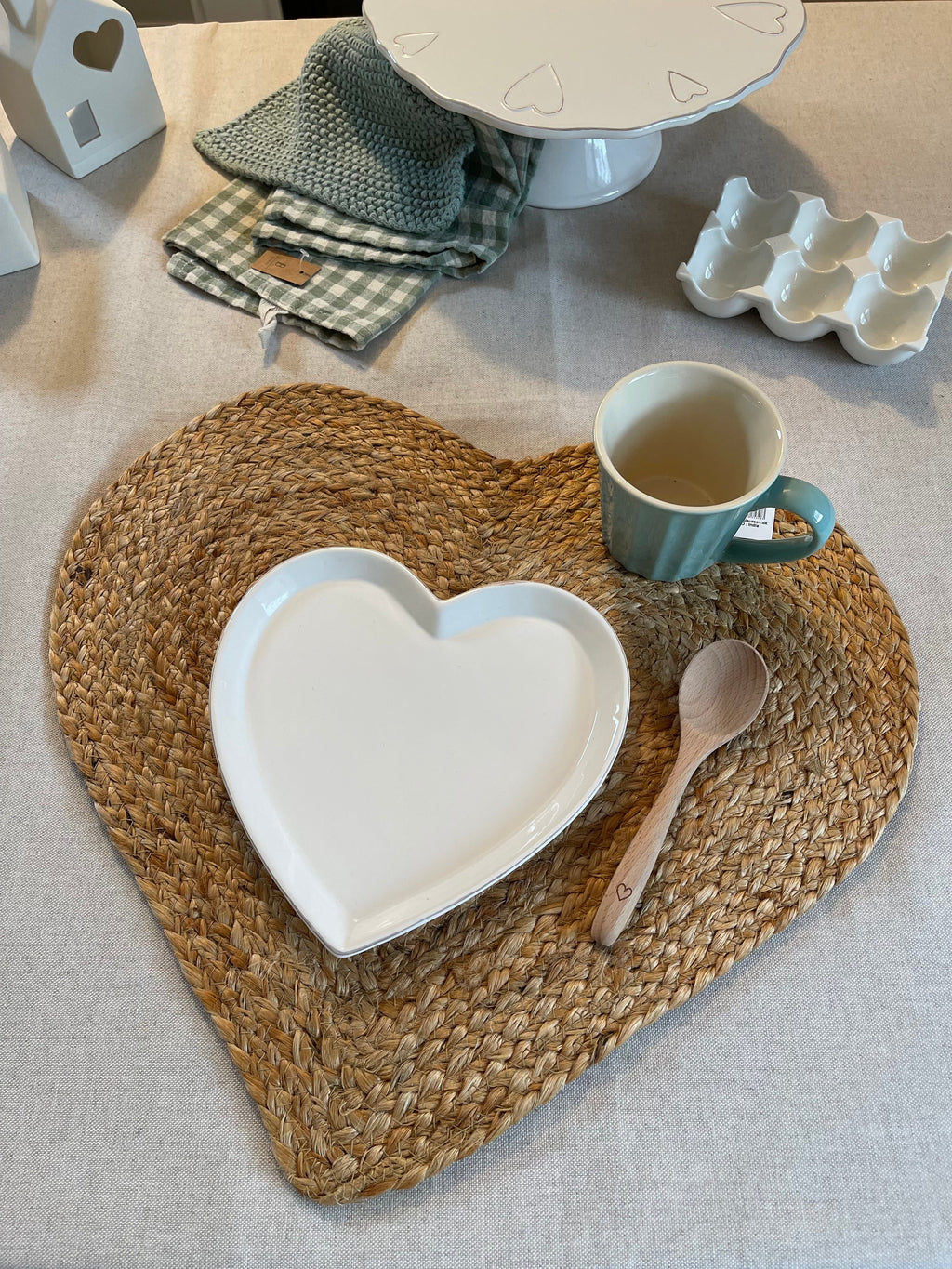 Tovaglietta americana in juta a forma di cuore PERSONALIZZABILE diam 36cm