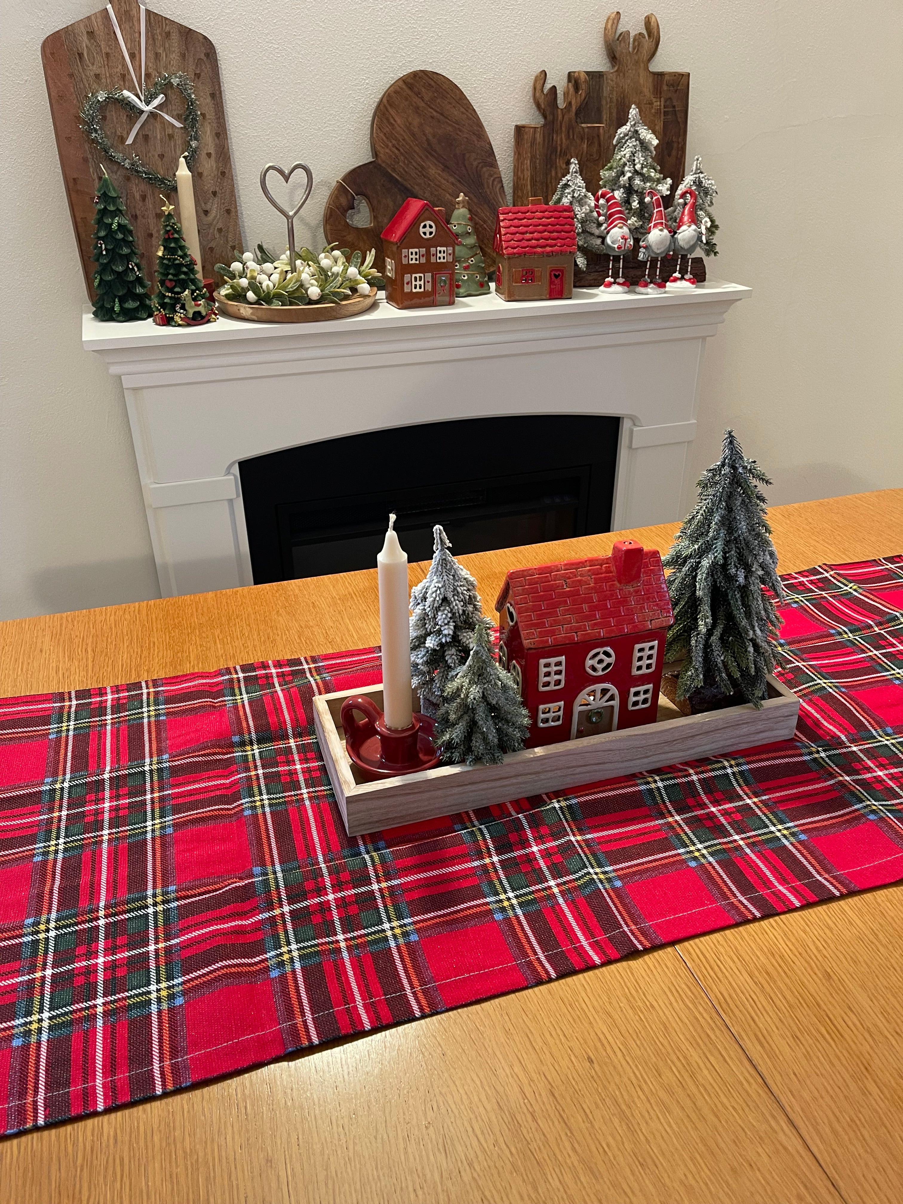 Runner TARTAN con brillantini lurex oro - 45x140cm