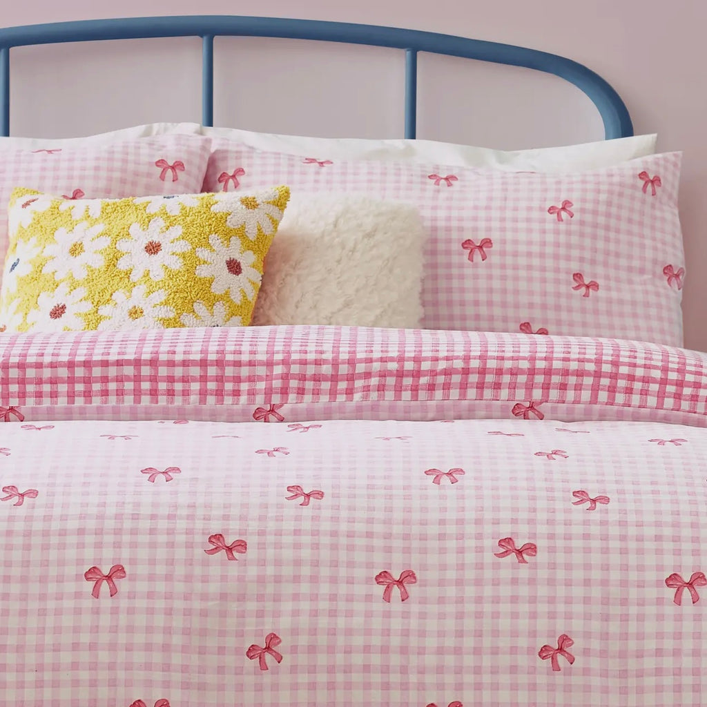 Set Copripiumino matrimoniale FIOCCHI VICHY ROSA double face