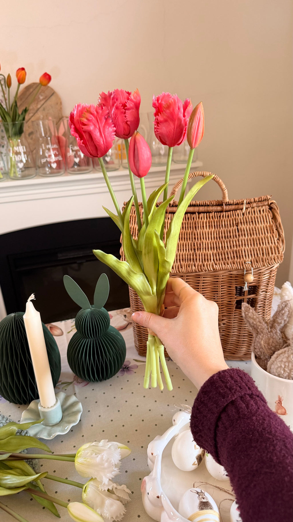 Mazzo TULIPANI SFRANGIATI 40cm - 8 varianti colore