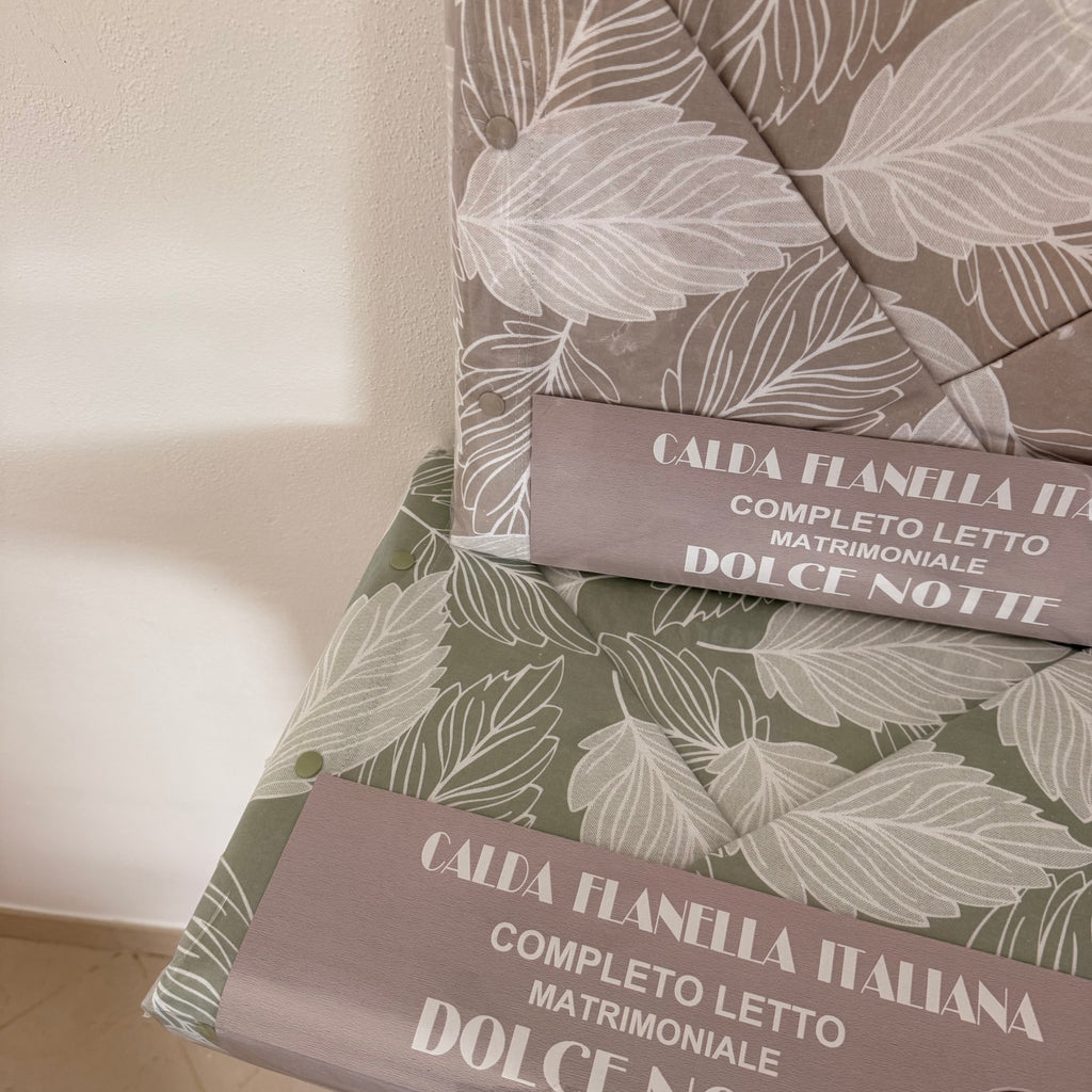 Completo letto NATURA matrimoniale in FLANELLA - 2 varianti colore