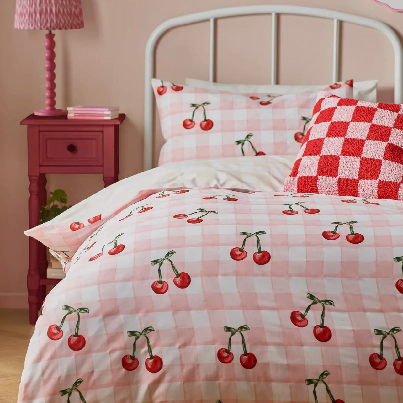 NUOVO Set Copripiumino matrimoniale PINK CHERRY double face