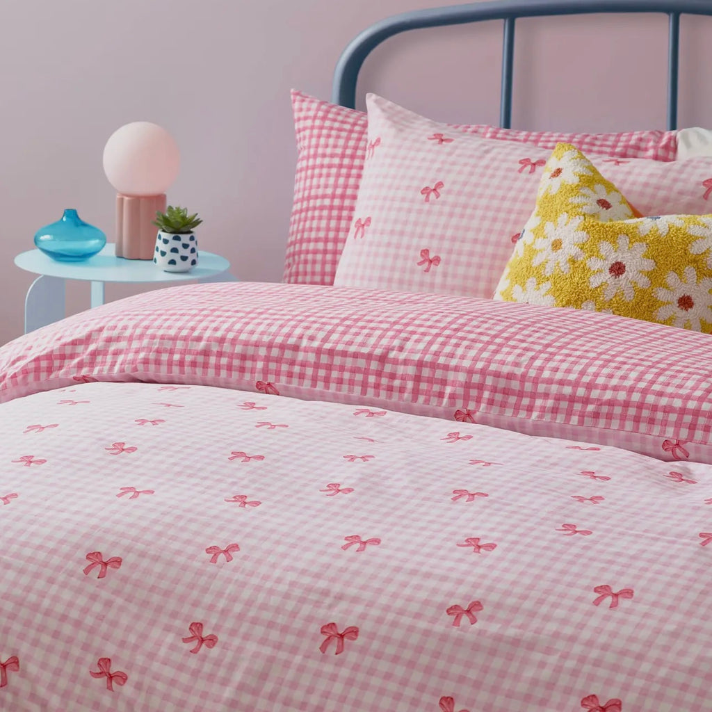 Set Copripiumino matrimoniale FIOCCHI VICHY ROSA double face