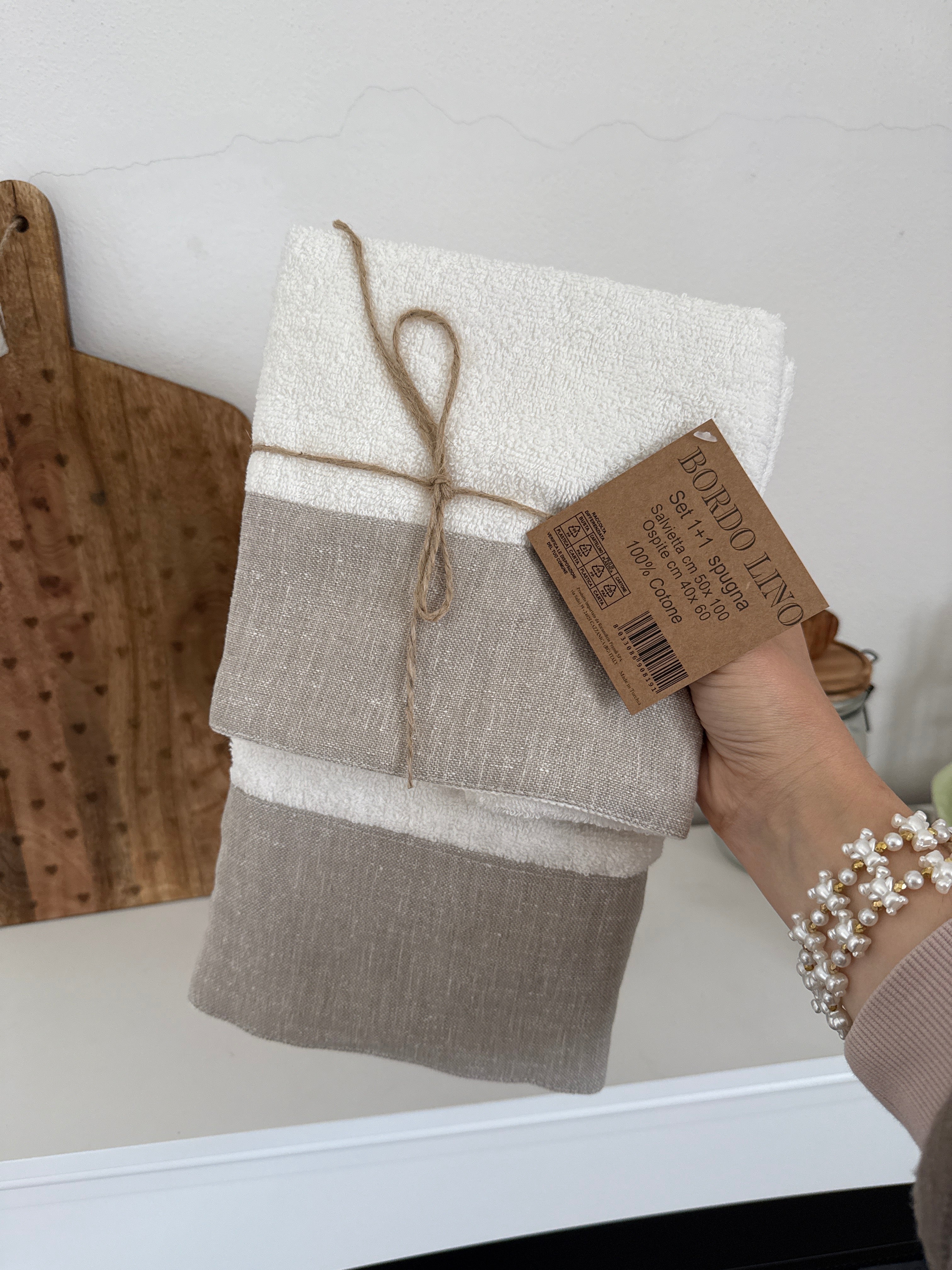 Coppia spugne viso + ospite BORDO LINO