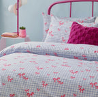 Set Copripiumino matrimoniale FIOCCHI & VICHY AZZURRO