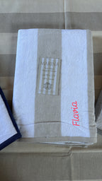 Telo mare spugna velour RIGHE BEIGE personalizzato