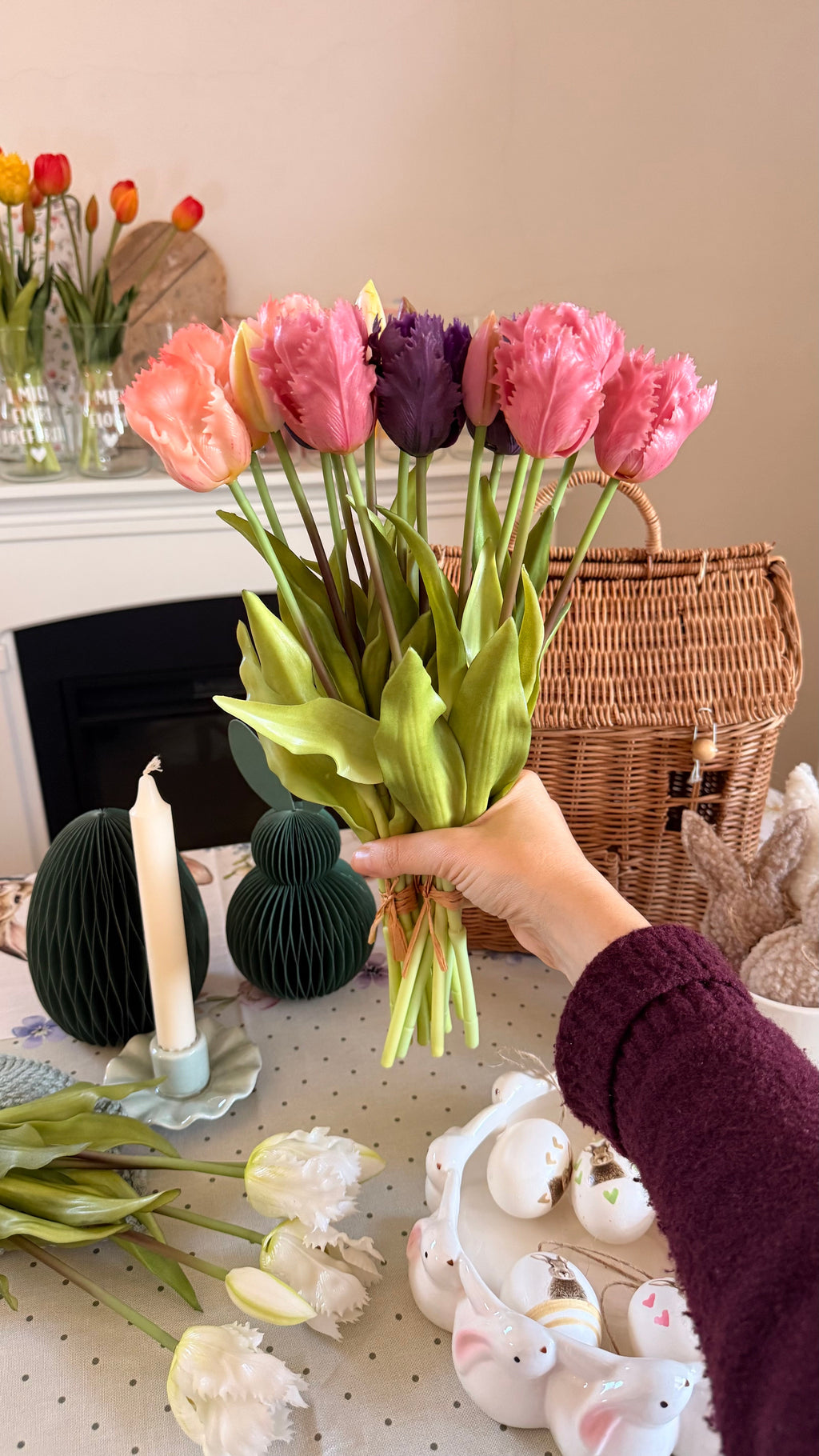 Mazzo TULIPANI SFRANGIATI 40cm - 8 varianti colore