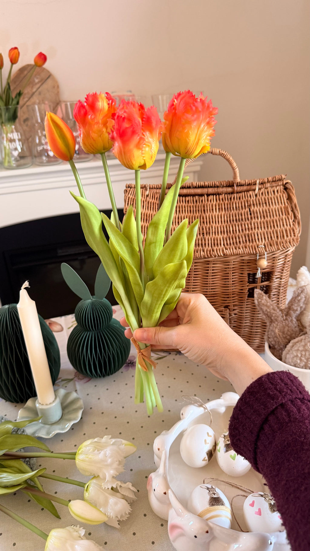 Mazzo TULIPANI SFRANGIATI 40cm - 8 varianti colore