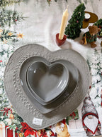 Set 6 piatti (x 2 persone) CUORE grigio tortora