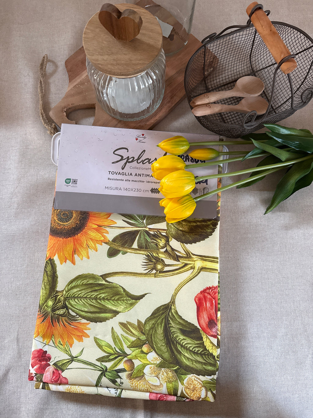 Tovaglia antimacchia GIRASOLI E PAPAVERI
