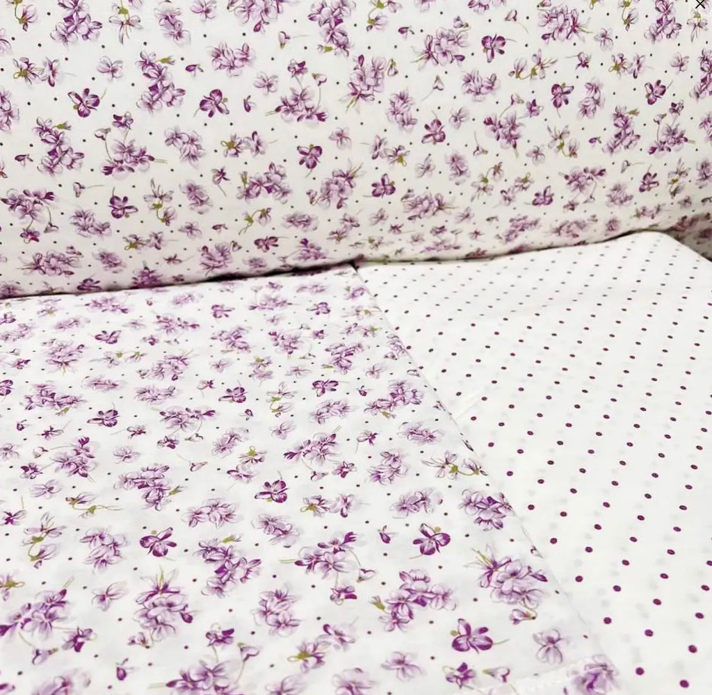 Completo letto VIOLETTE - 2 colori rosa/azzurro