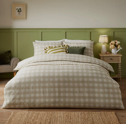 NUOVO Set Copripiumino matrimoniale QUADRI BEIGE