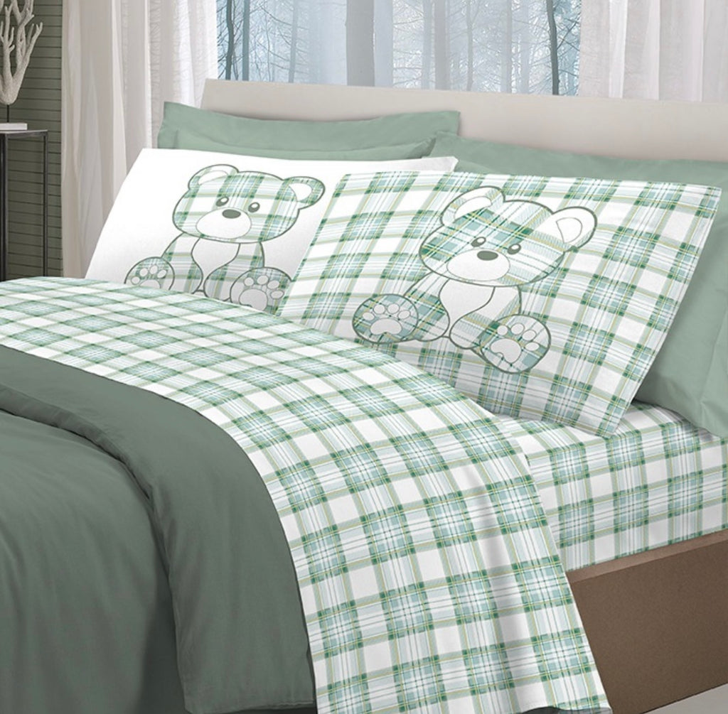 Completo letto TARTAN ORSETTO PRIMAVERA - 4 varianti colore