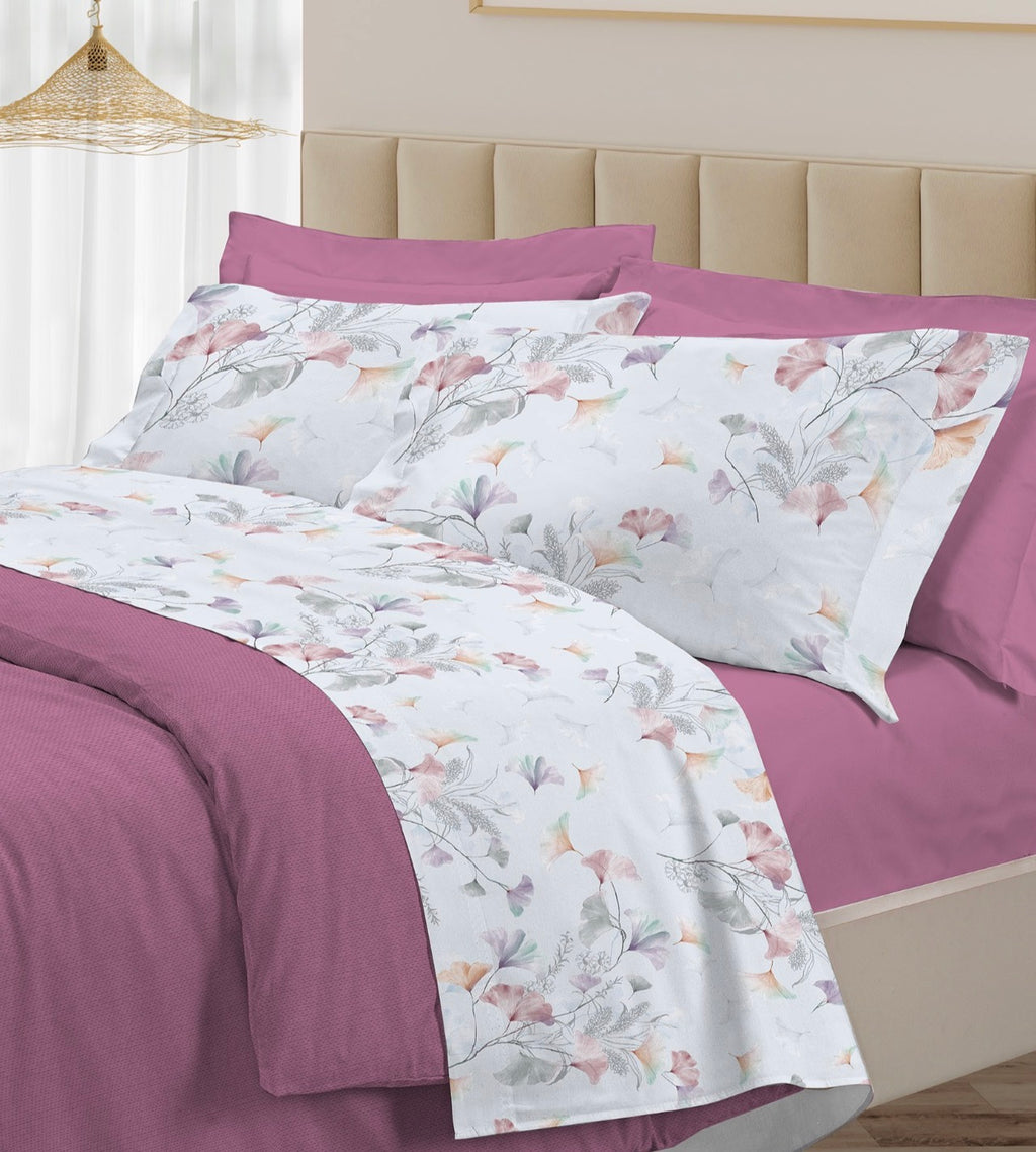 Completo letto matrimoniale in RASO di cotone - GINKO