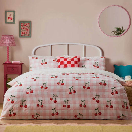 NUOVO Set Copripiumino matrimoniale PINK CHERRY double face