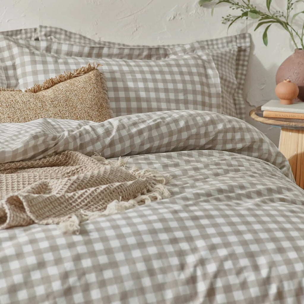 Set Copripiumino matrimoniale VICHY BEIGE double face