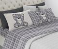 Parure Copripiumino TARTAN ORSETTO - 4 varianti colore