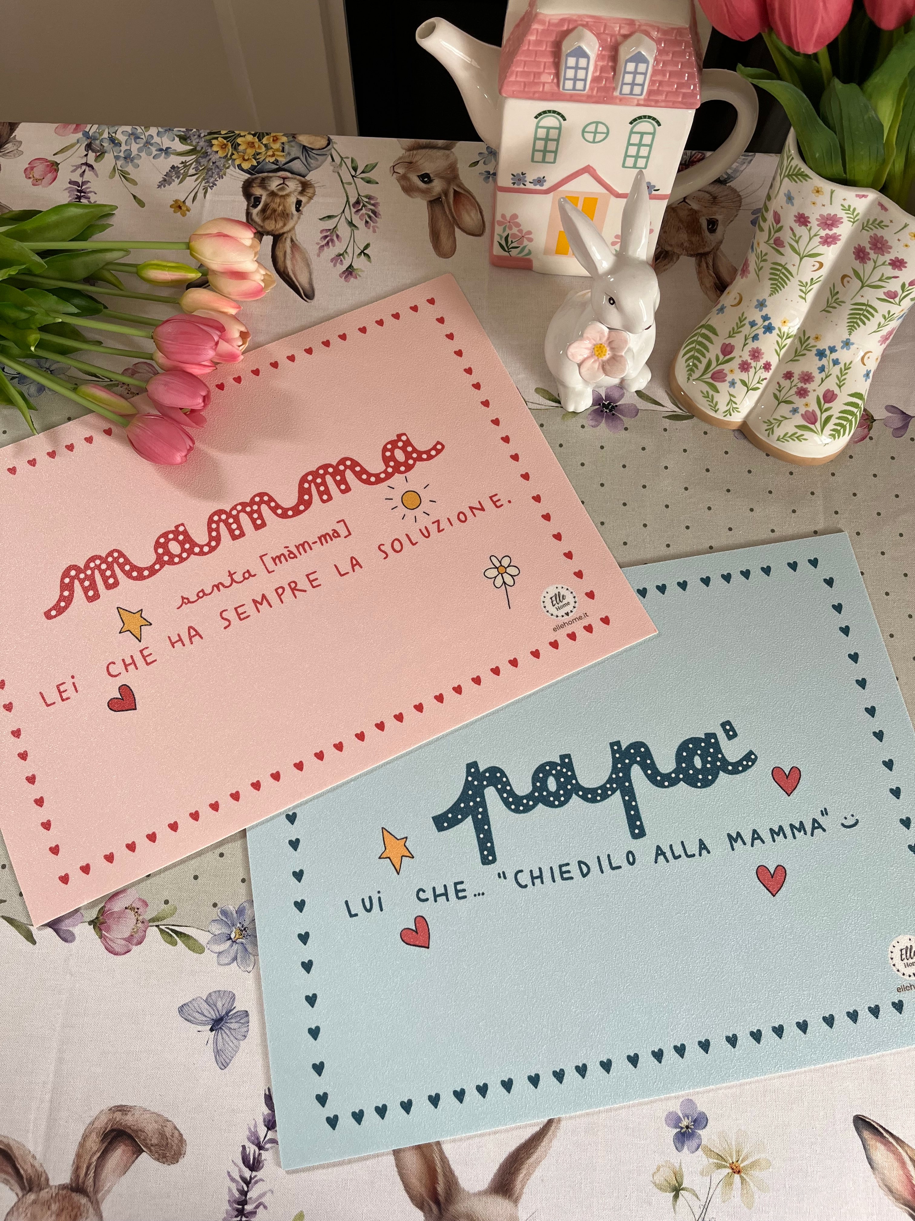 NUOVE tovagliette MAMMA PAPA' (vendute singolarmente)