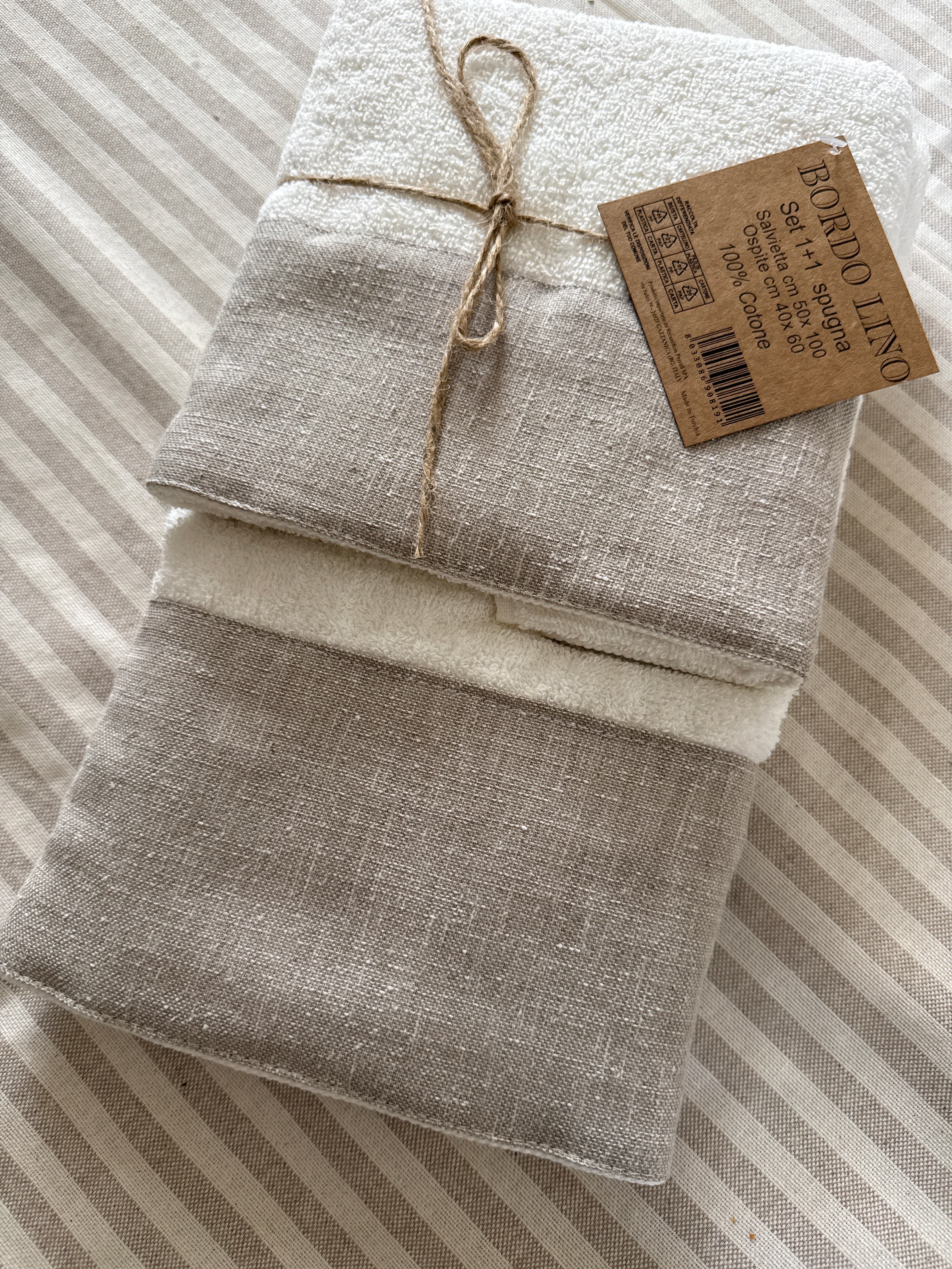 Coppia spugne viso + ospite BORDO LINO