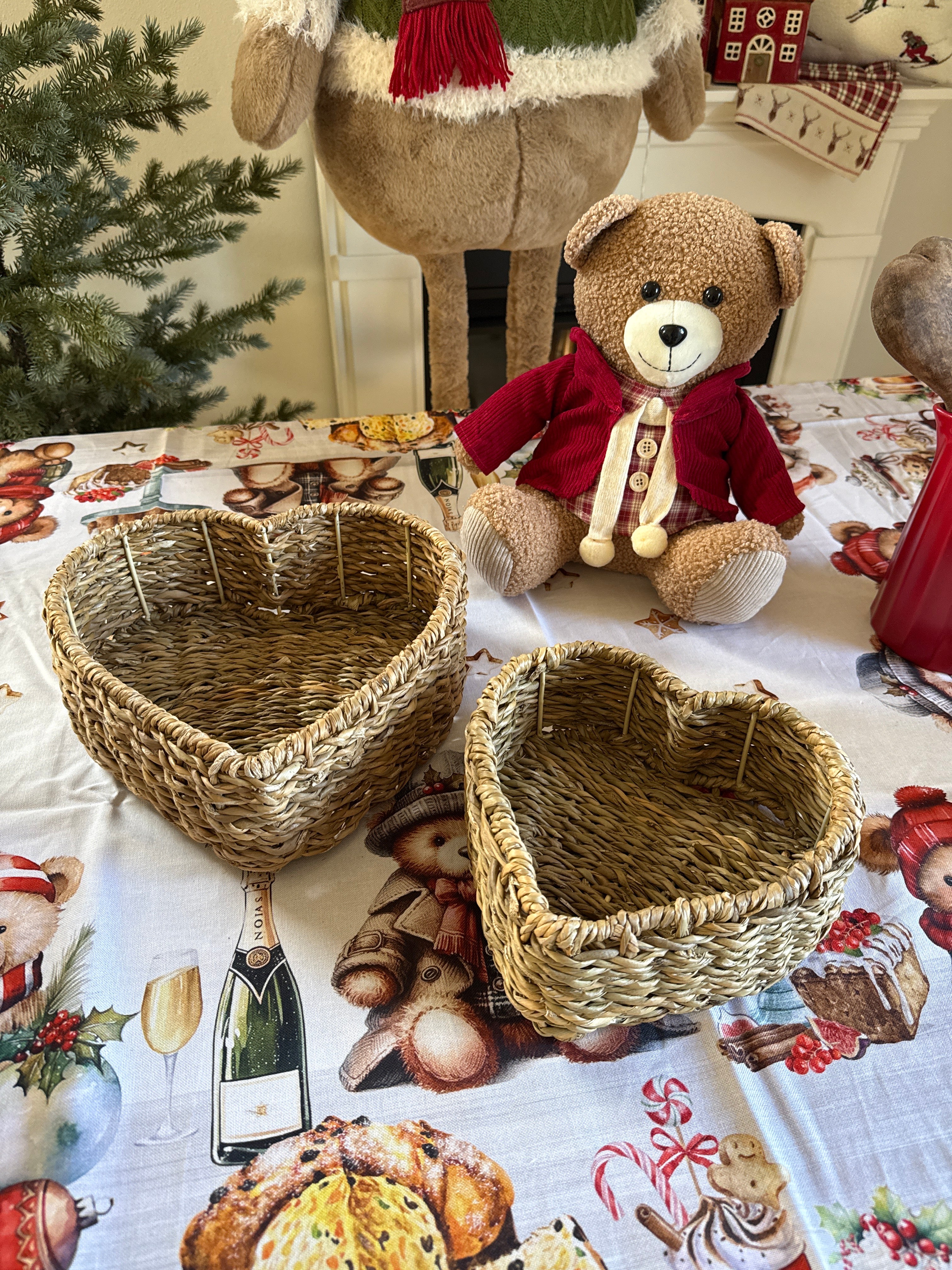 2 cesti intrecciati cuore LOVE