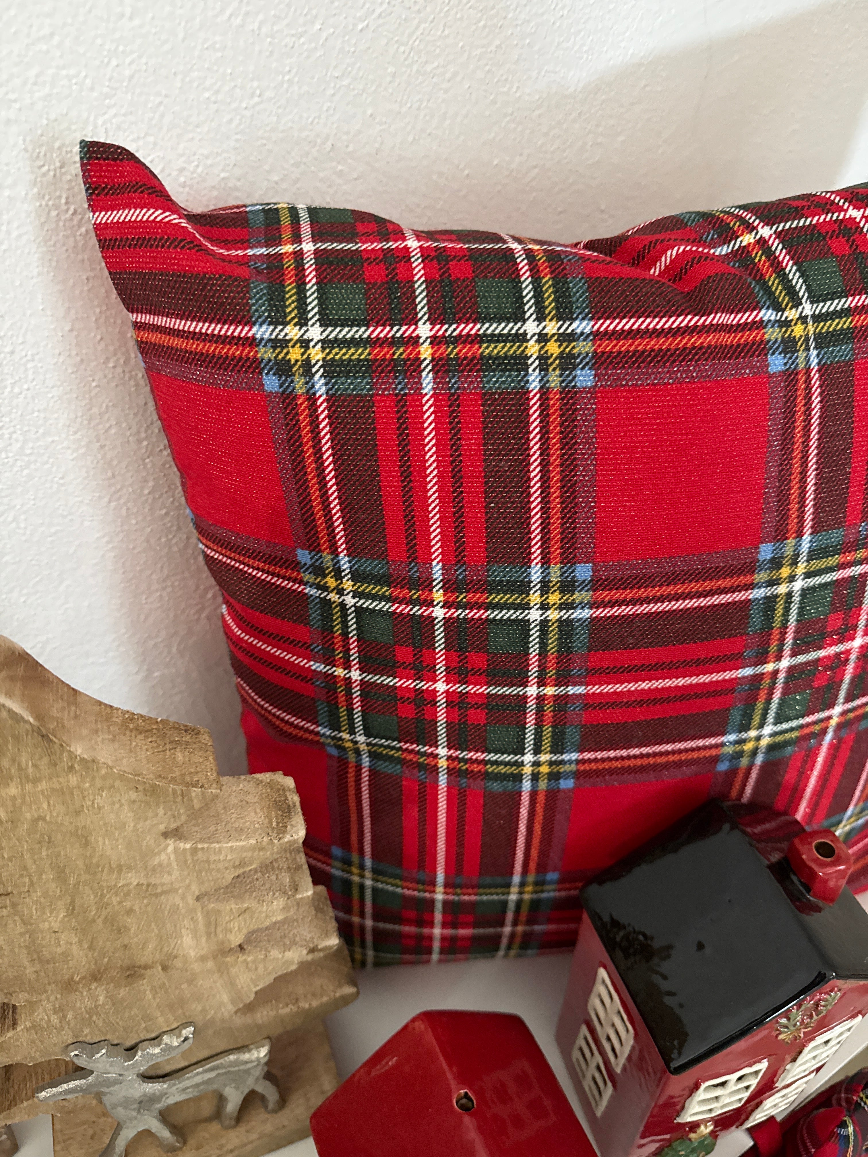 Cuscino TARTAN con brillantini lurex oro ✨