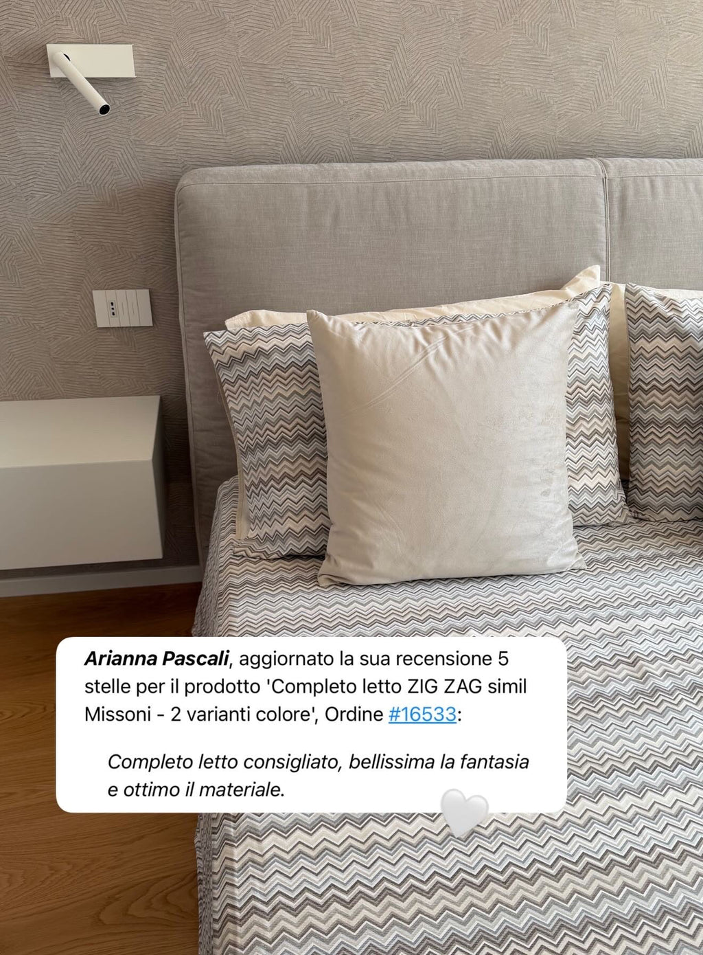 Completo letto ZIG ZAG simil Missoni - 2 varianti colore