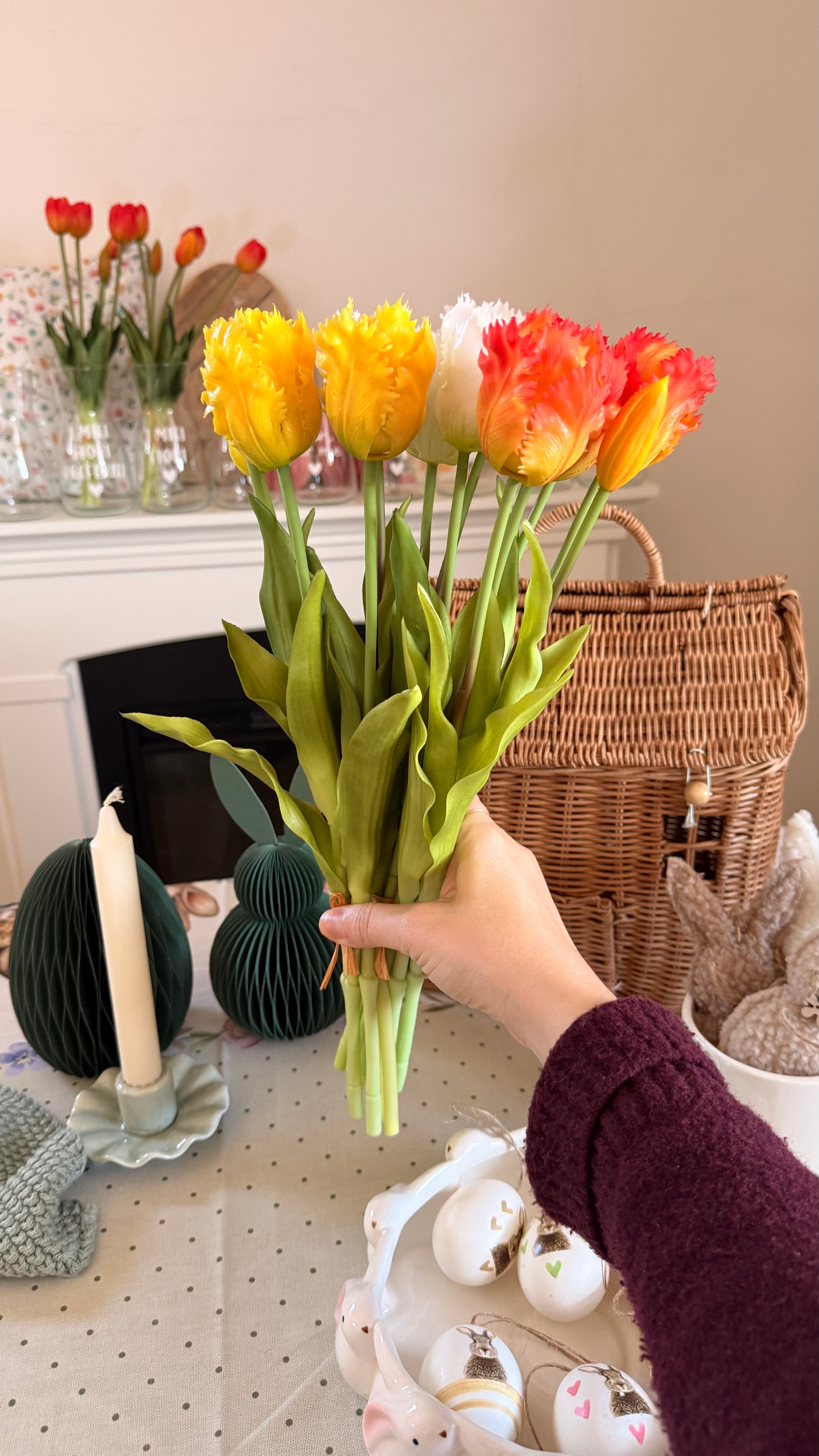 Mazzo TULIPANI SFRANGIATI 40cm - 8 varianti colore