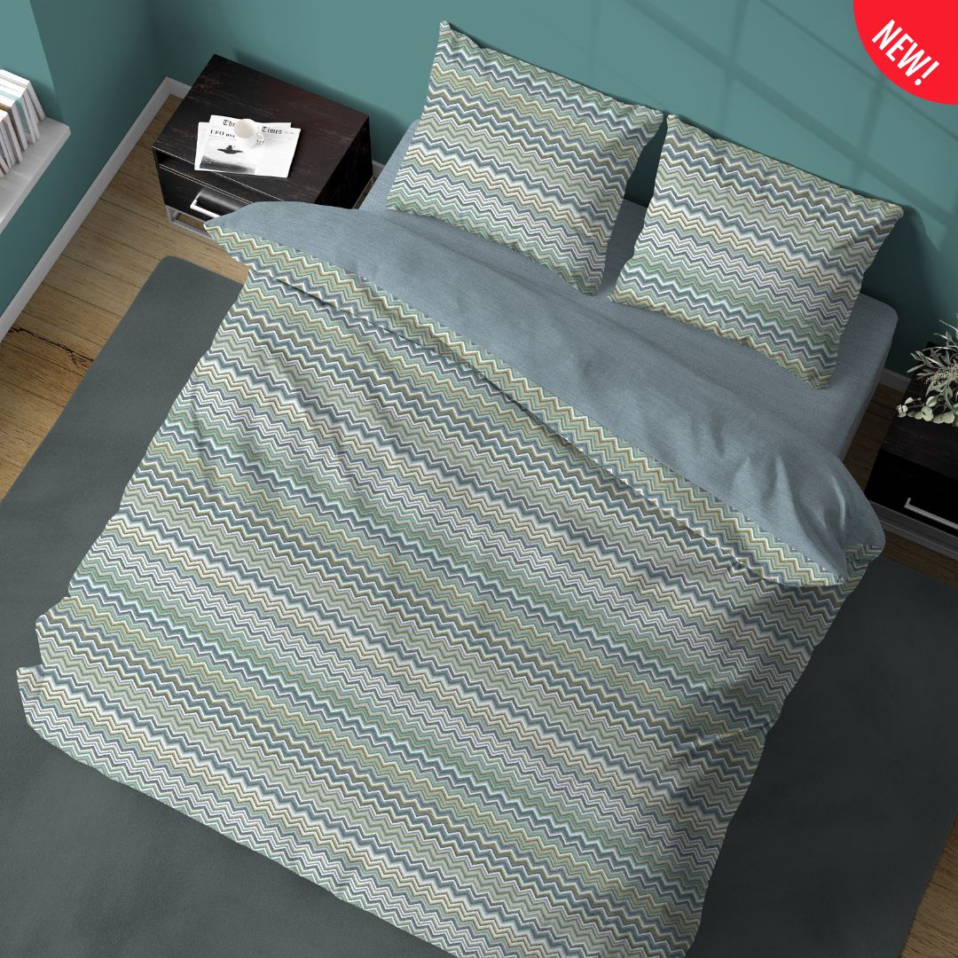 Parure Copripiumino ZIG ZAG simil Missoni - 2 varianti colore