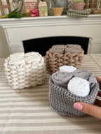 Set 4 lavette con cestino intrecciato