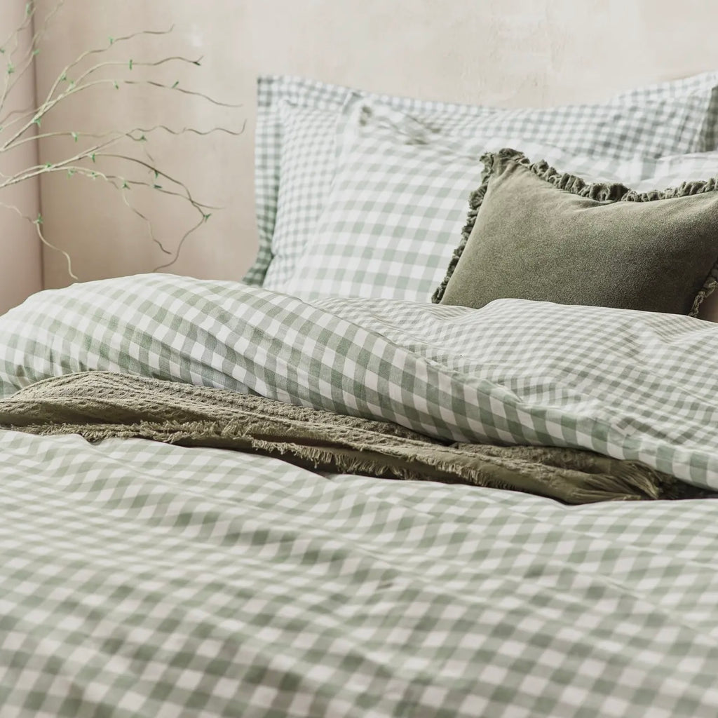 Set Copripiumino matrimoniale VICHY VERDE double face