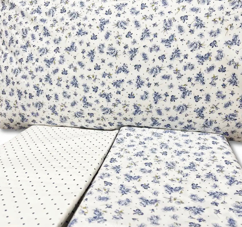 Completo letto VIOLETTE - 2 colori rosa/azzurro