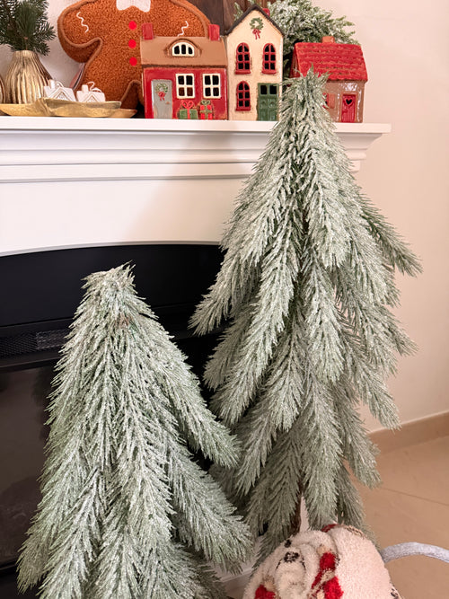 Alberi in pvc innevati con base in legno