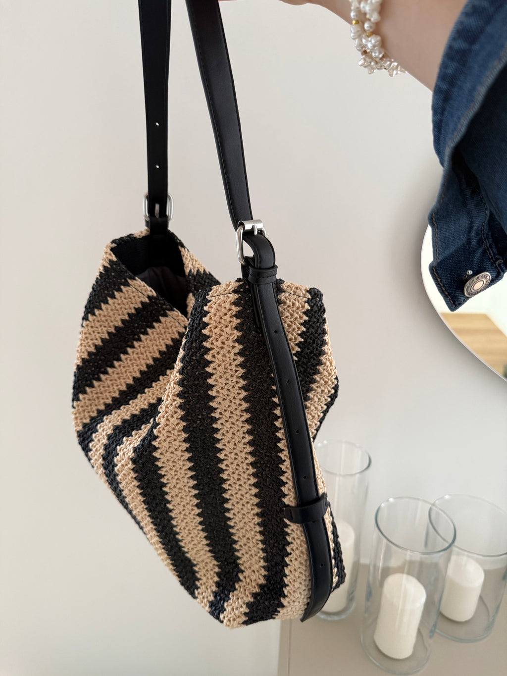 Bag NIZZA in rafia a righe