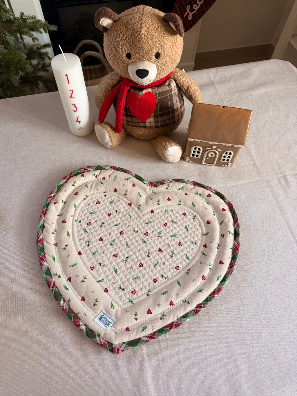 Tovaglietta boutis XMAS TIME - a forma di cuore e double face