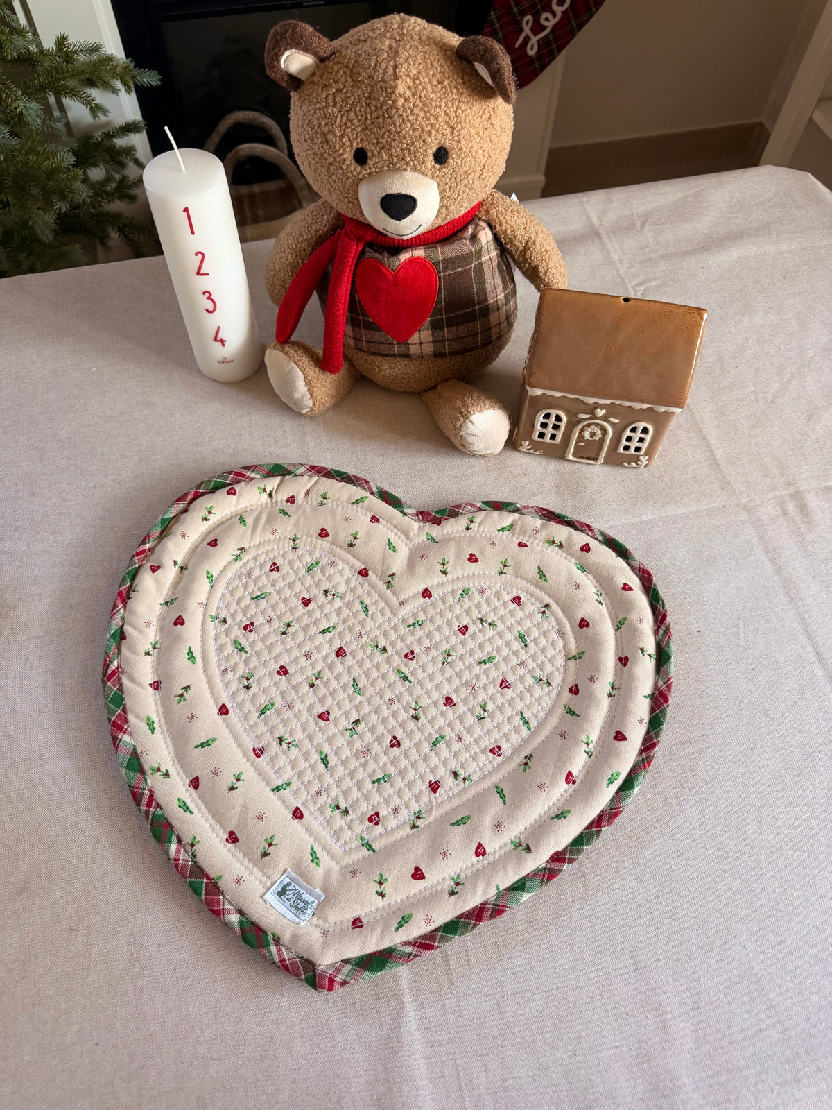 Tovaglietta boutis XMAS TIME - a forma di cuore e double face
