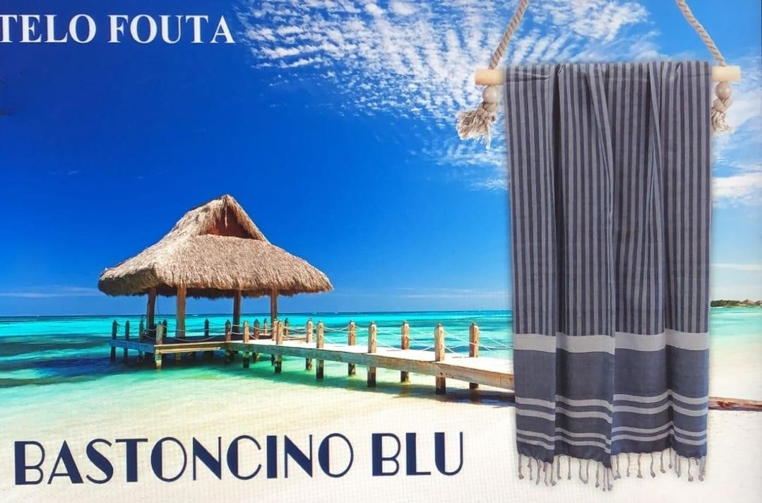 Telo mare fouta BASTONCINO BLU