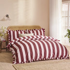 Set Copripiumino matrimoniale STRIPES BORDEAUX ROSA